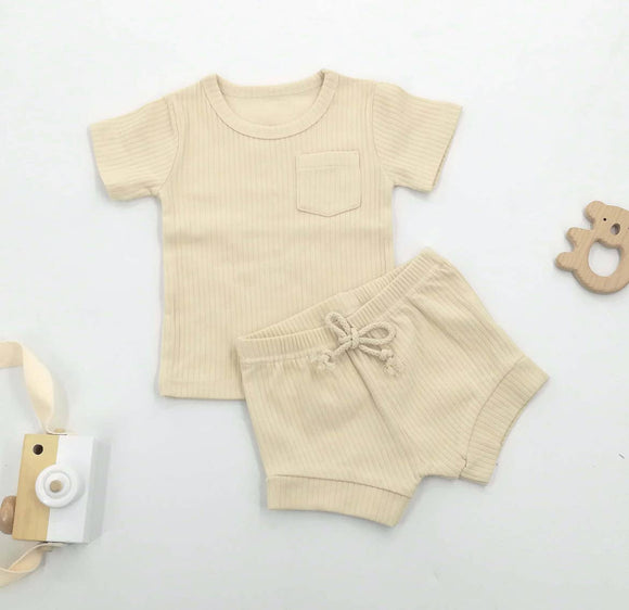Ribbed Summer Sets - Baby and Toddler - OATMEAL