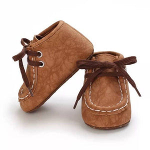 Unisex Cute Baby Crib Shoes, Leather Baby Brown Shoes