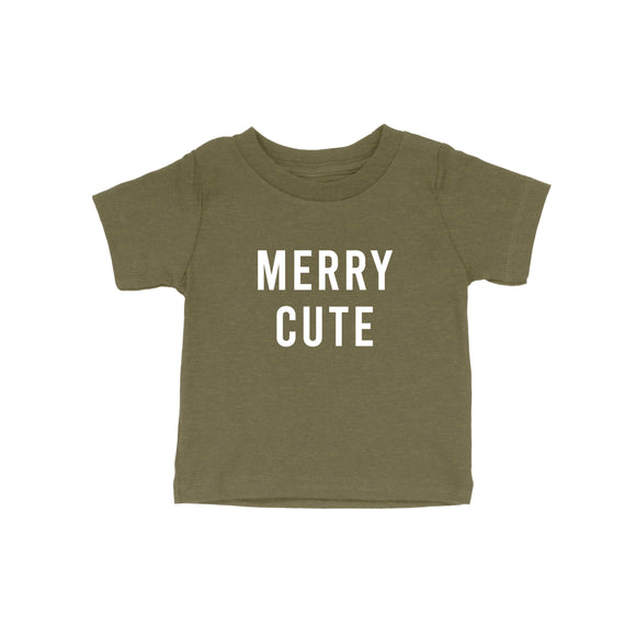 Merry Cute - Olive Kids Tee, Winter Christmas Toddler Shirt