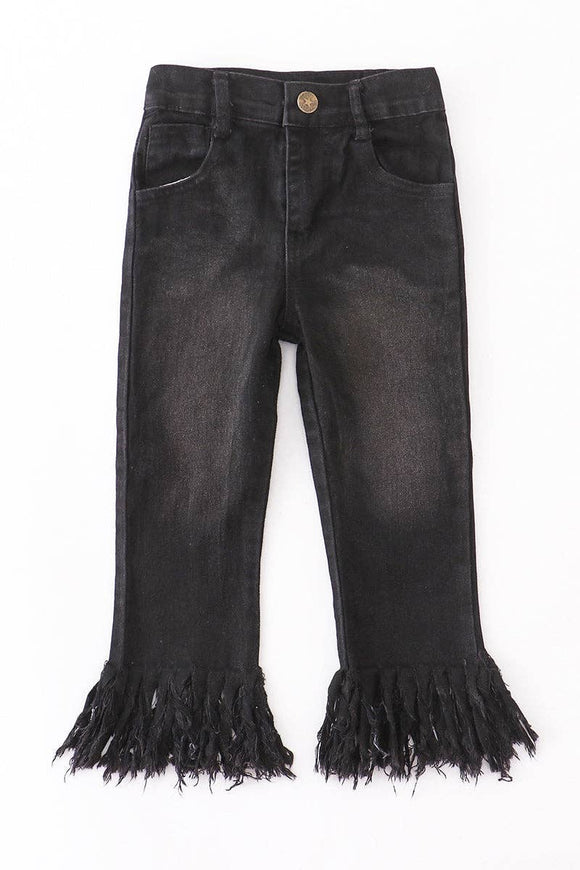 Black tassel denim jeans