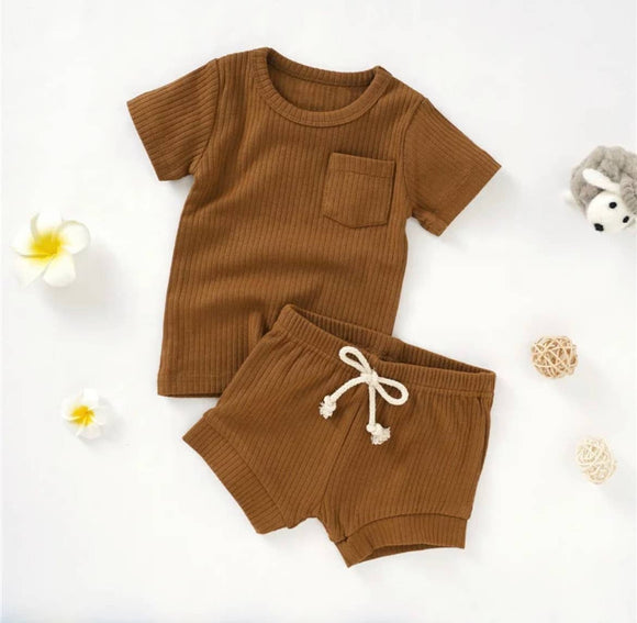 Ribbed Summer Sets - Baby and Toddler - RUST