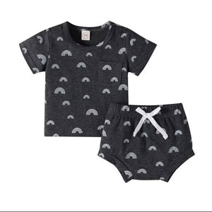 Tiny Rainbows Two-Piece Shortie Set - Charcoal