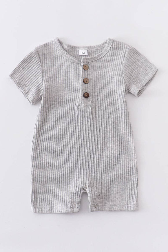 Grey buttons ribbed cotton baby romper