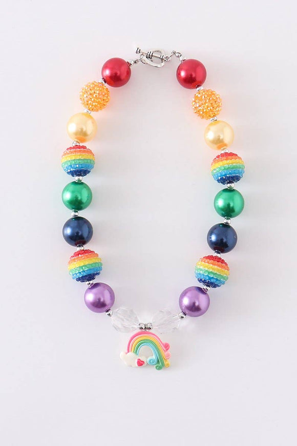 Rainbow bubble chunky necklace