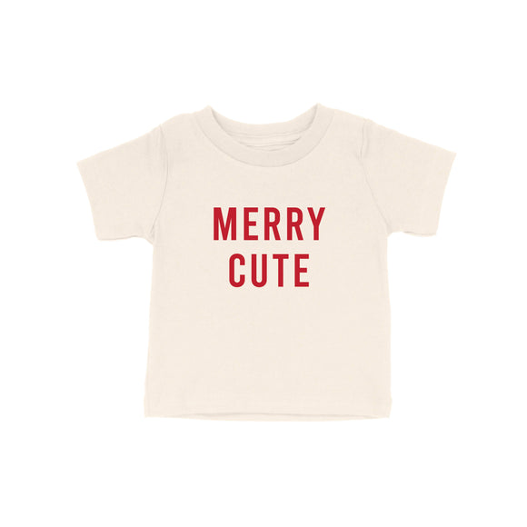 Merry Cute - Ivory Kids Tee, Winter Christmas Toddler Shirt